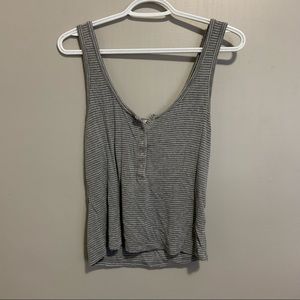 Ribbed striped tank top with buttons
